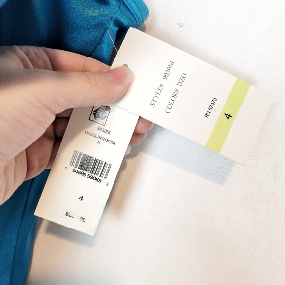 NWT Taylor Women's Exaggerated-Bow Satin-Dazzling Gown in Ocean Blue - Picture 10 of 14